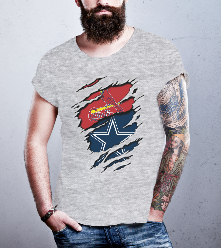Cardinals And Cowboys Team Spirit Fusion T-Shirt