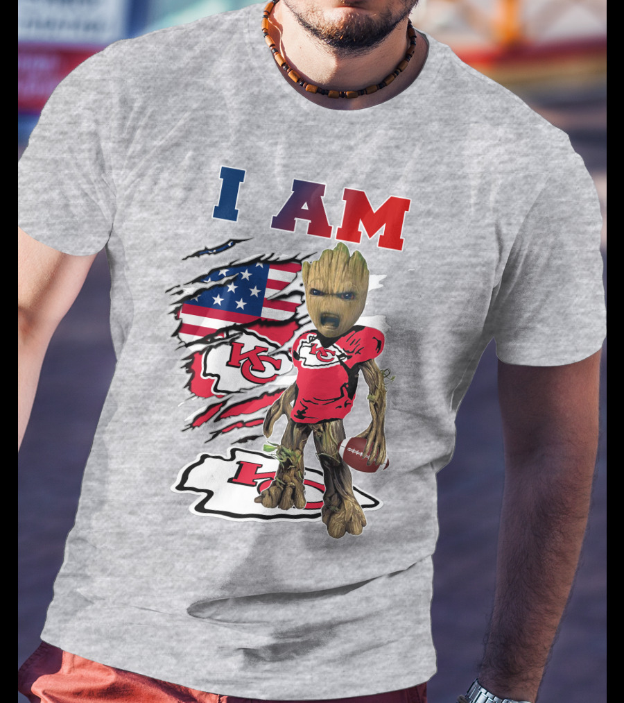 I Am Kc Chiefs Groot Football Usa Flag T-Shirt