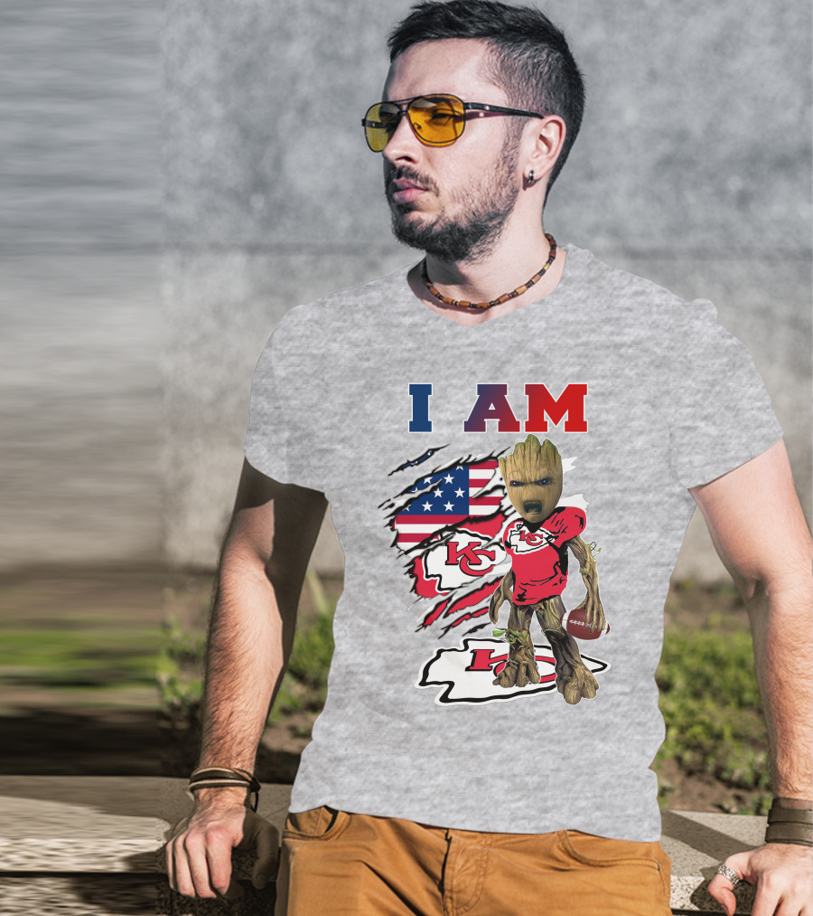 I Am Kc Chiefs Groot Football Usa Flag T-Shirt