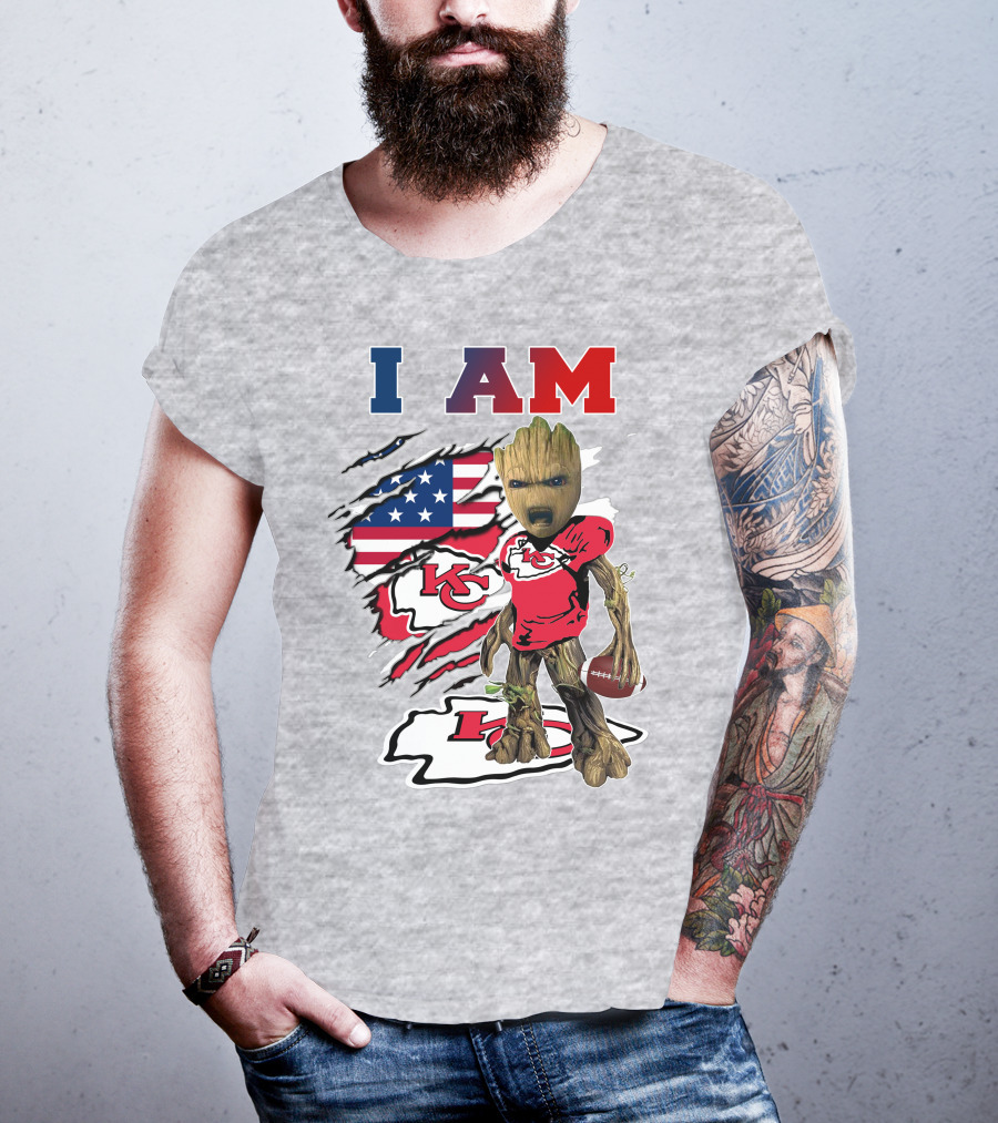 I Am Kc Chiefs Groot Football Usa Flag T-Shirt