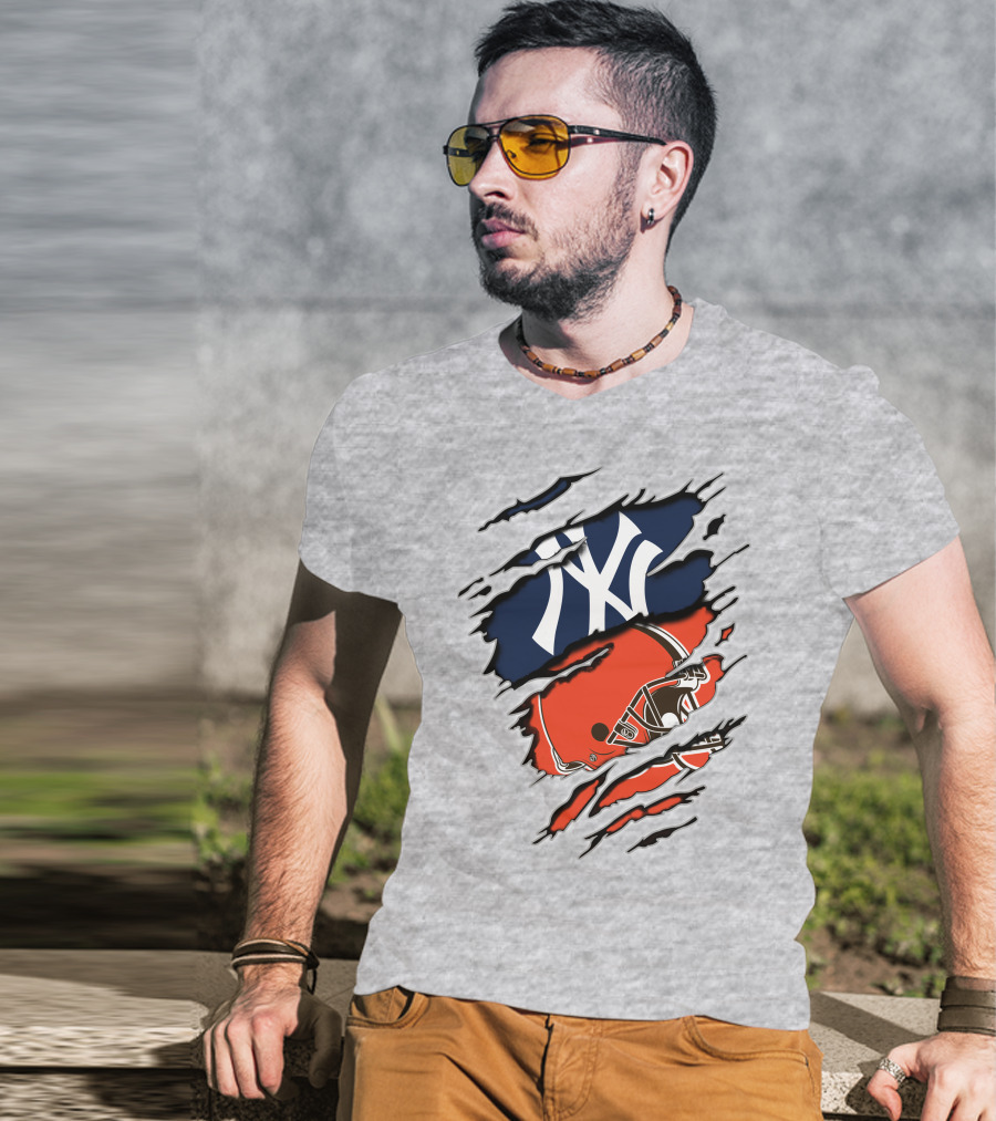 New York Yankees Cleveland Browns Fusion T-Shirt