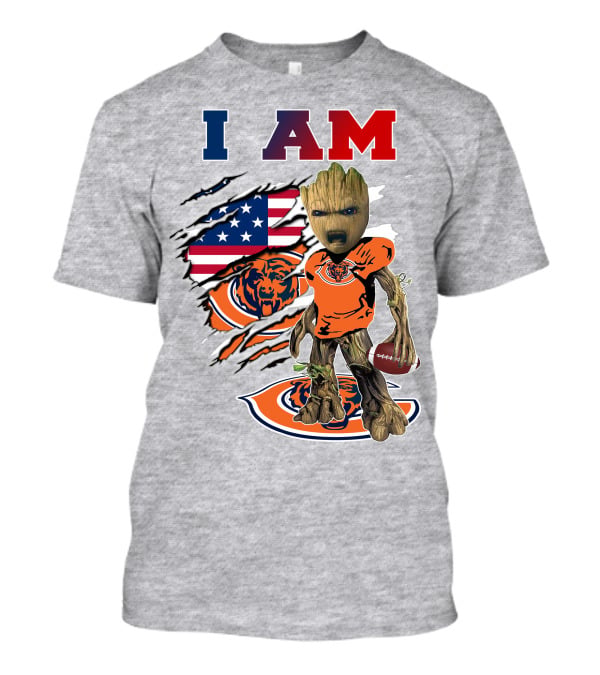 I Am Groot Chicago Bears Usa Flag Football T-Shirt