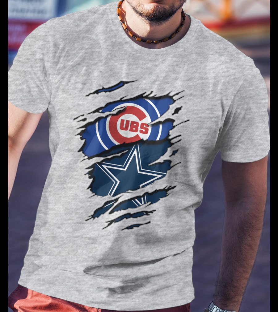 Cubs And Cowboys Fan Symbol Fusion T-Shirt