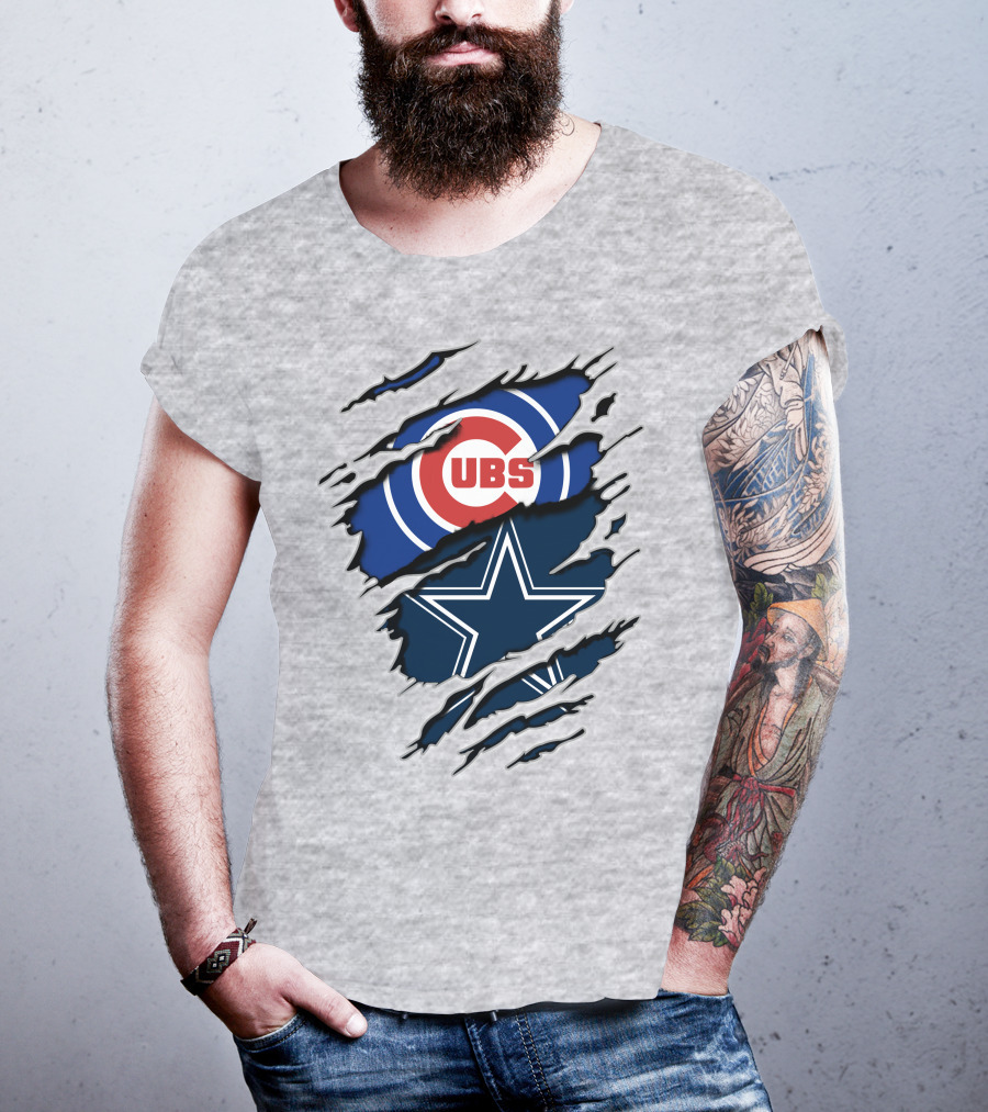 Cubs And Cowboys Fan Symbol Fusion T-Shirt