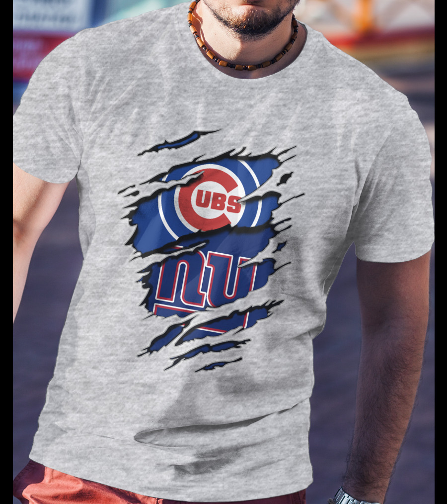 Cubs Giants Logo Fusion Ripped T-Shirt