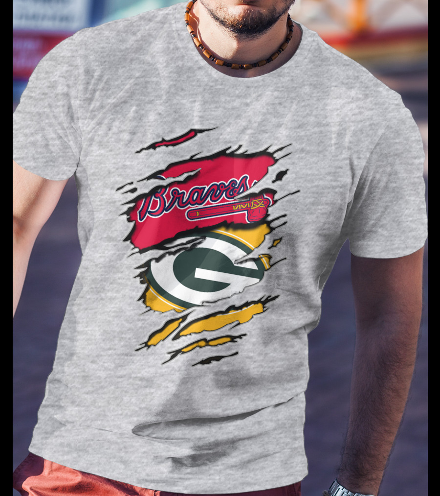 Braves Packers Torn Logo Mashup T-Shirt