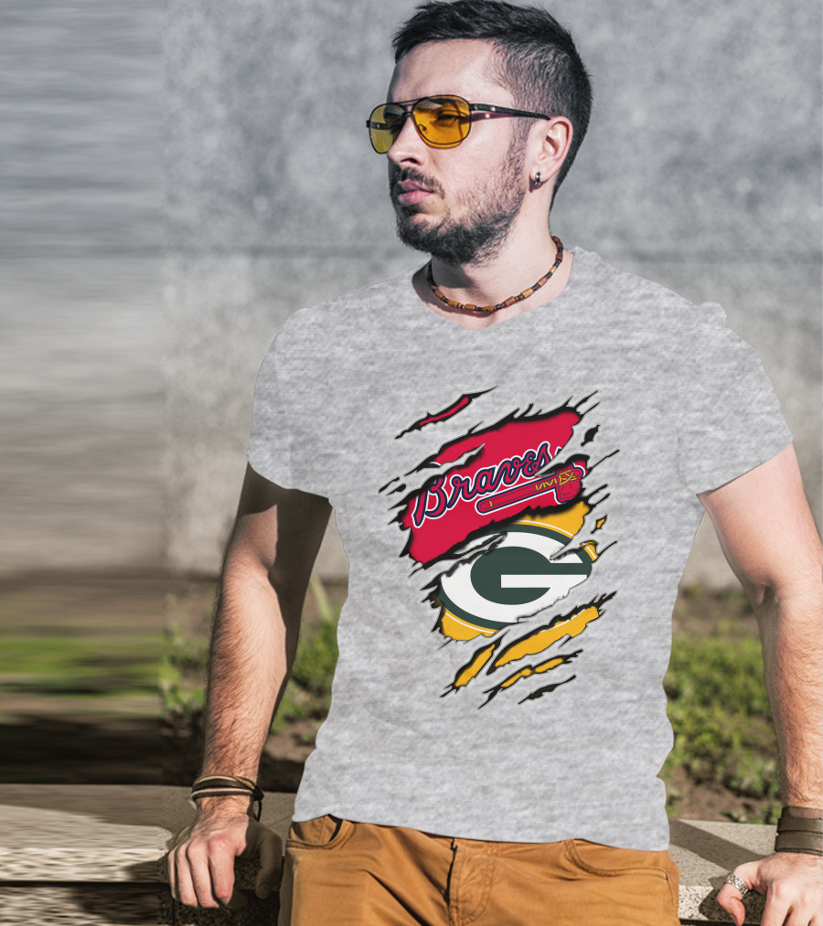 Braves Packers Torn Logo Mashup T-Shirt