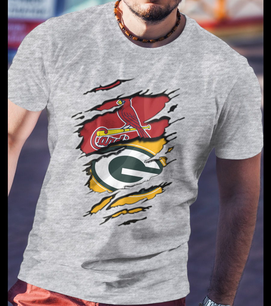 Packers Cardinals Torn Logo Mashup T-Shirt