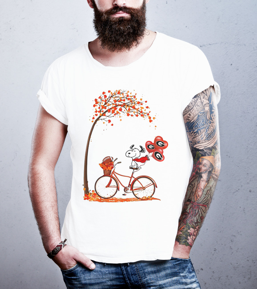 Snoopy Georgia Football Fall Bicycle Balloons T-Shirt