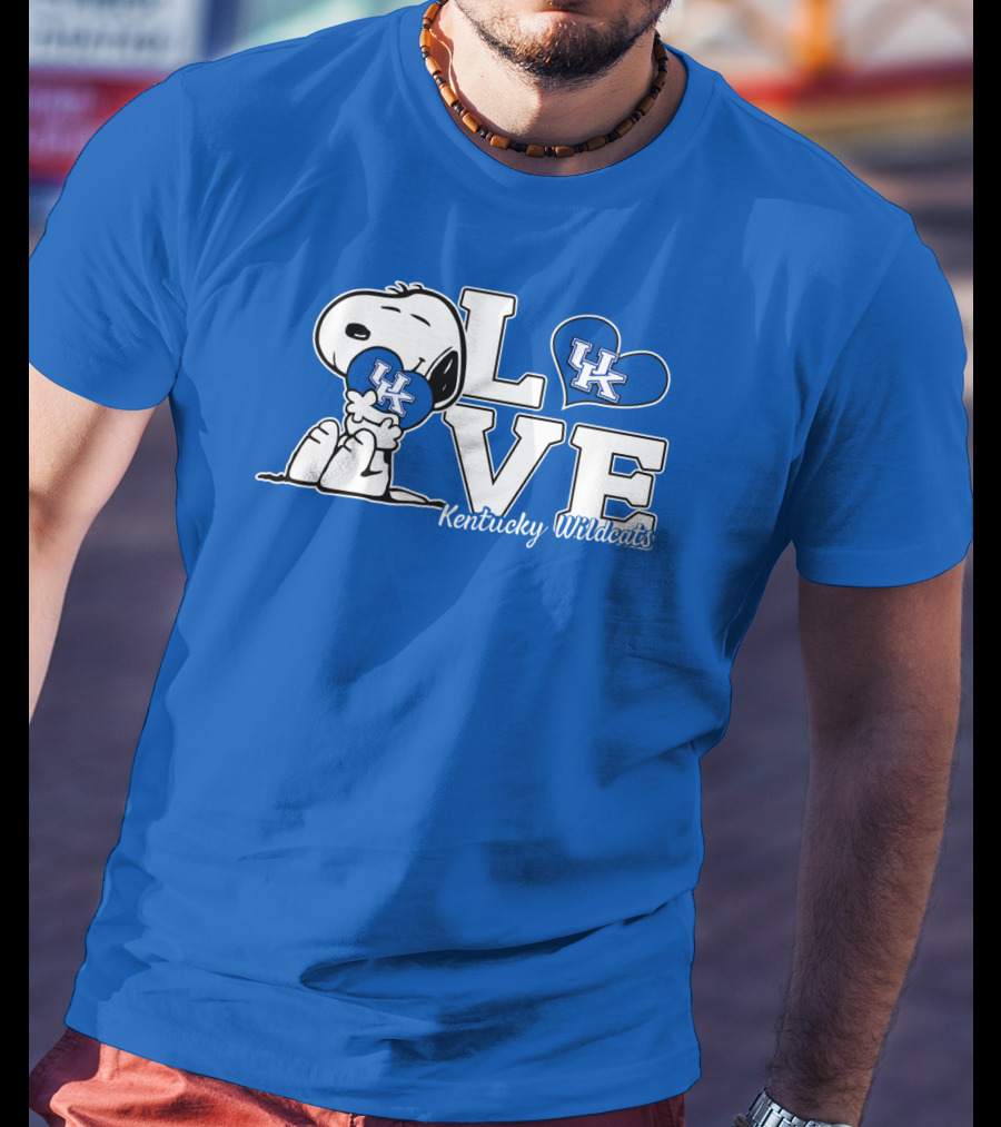 Love Kentucky Wildcats Snoopy Uk Heart T-Shirt