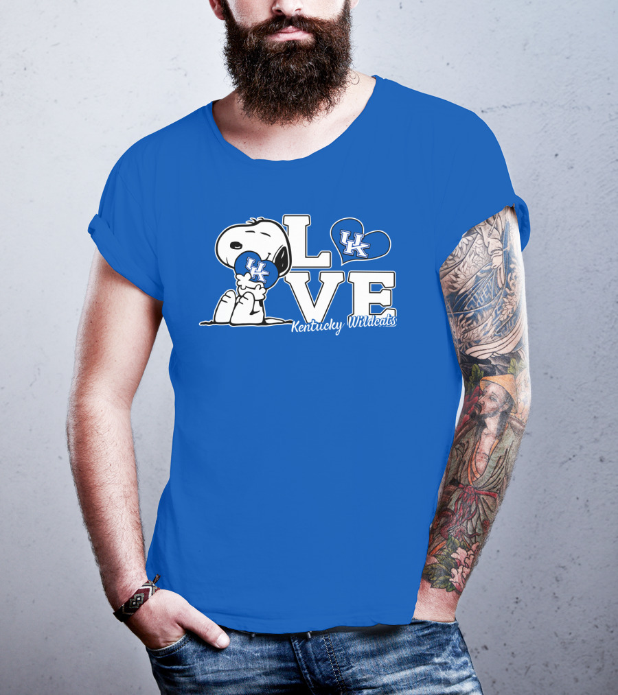 Love Kentucky Wildcats Snoopy Uk Heart T-Shirt