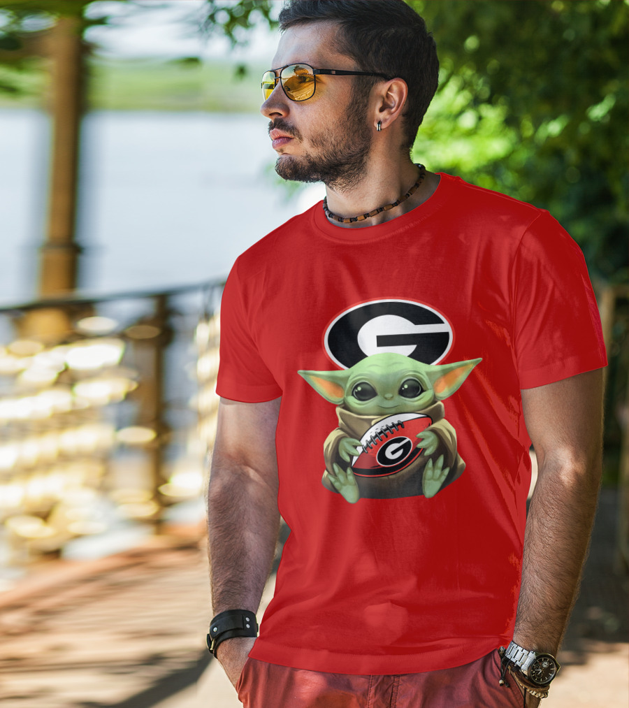 Baby Yoda Georgia Bulldogs Football Fan T-Shirt