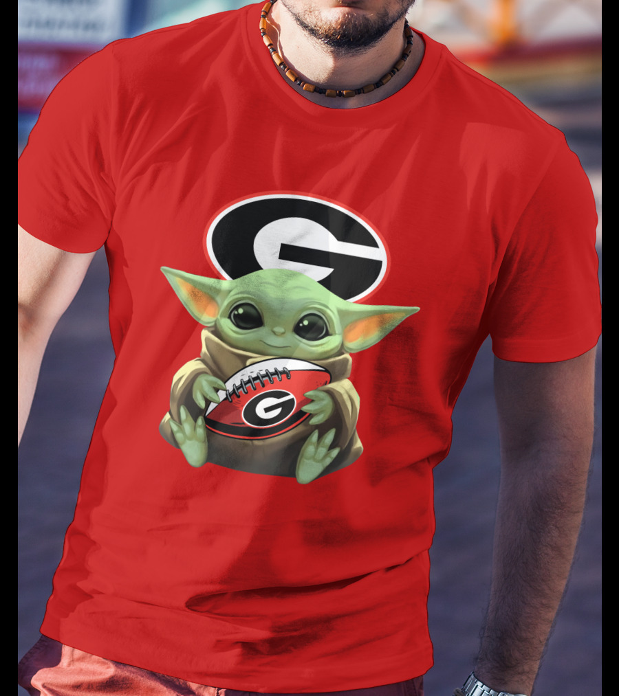 Baby Yoda Georgia Bulldogs Football Fan T-Shirt