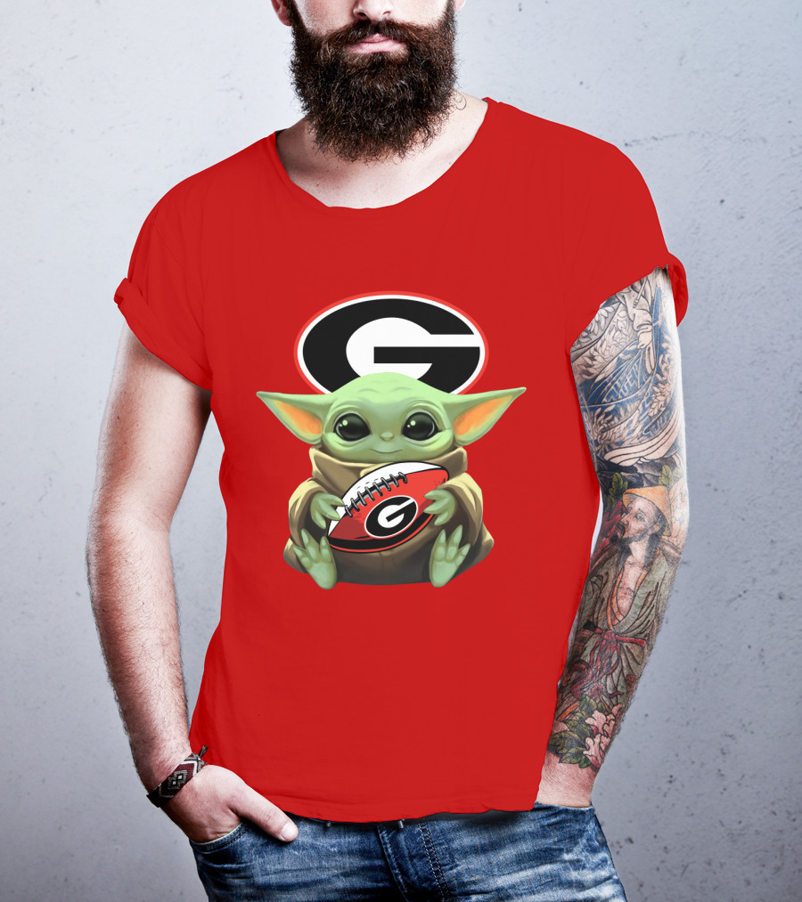 Baby Yoda Georgia Bulldogs Football Fan T-Shirt