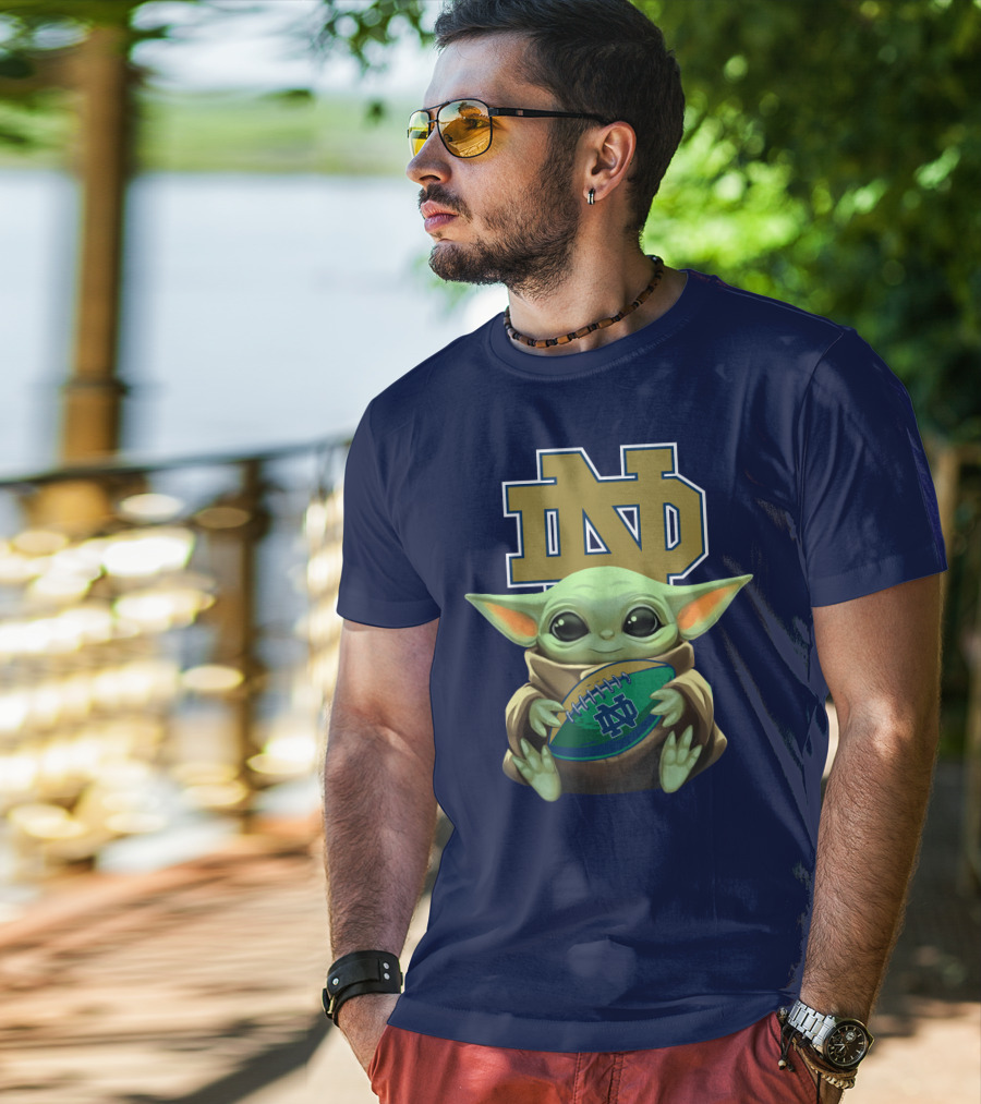 Baby Yoda Notre Dame Football Fan T-Shirt
