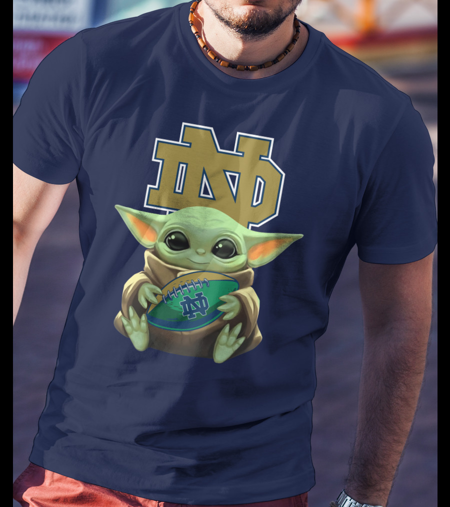 Baby Yoda Notre Dame Football Fan T-Shirt