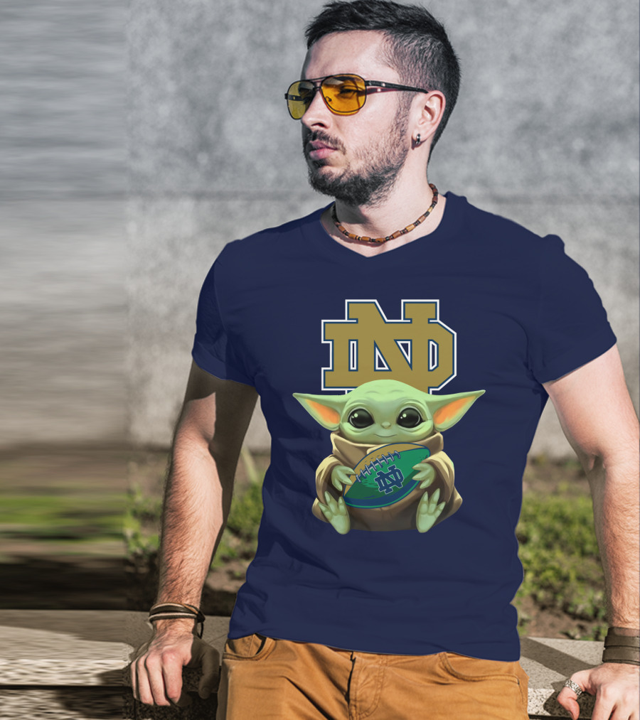 Baby Yoda Notre Dame Football Fan T-Shirt
