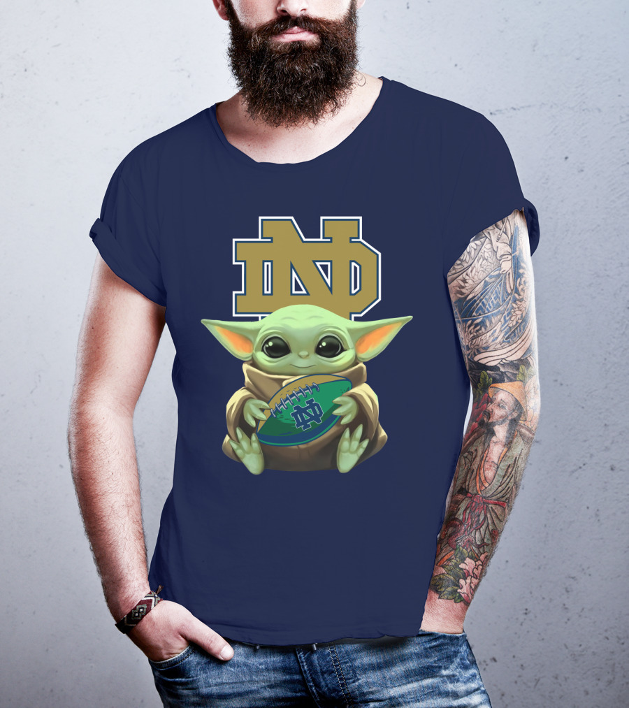 Baby Yoda Notre Dame Football Fan T-Shirt