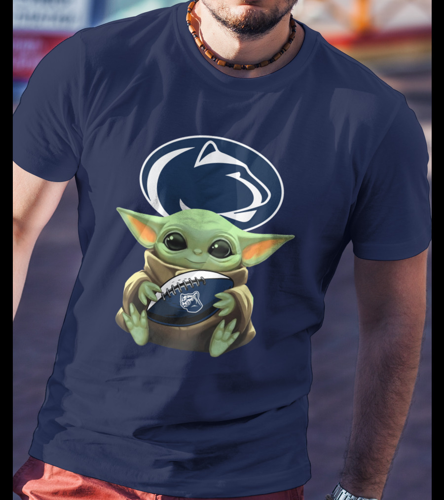 Baby Yoda Nittany Lions Football Fan T-Shirt