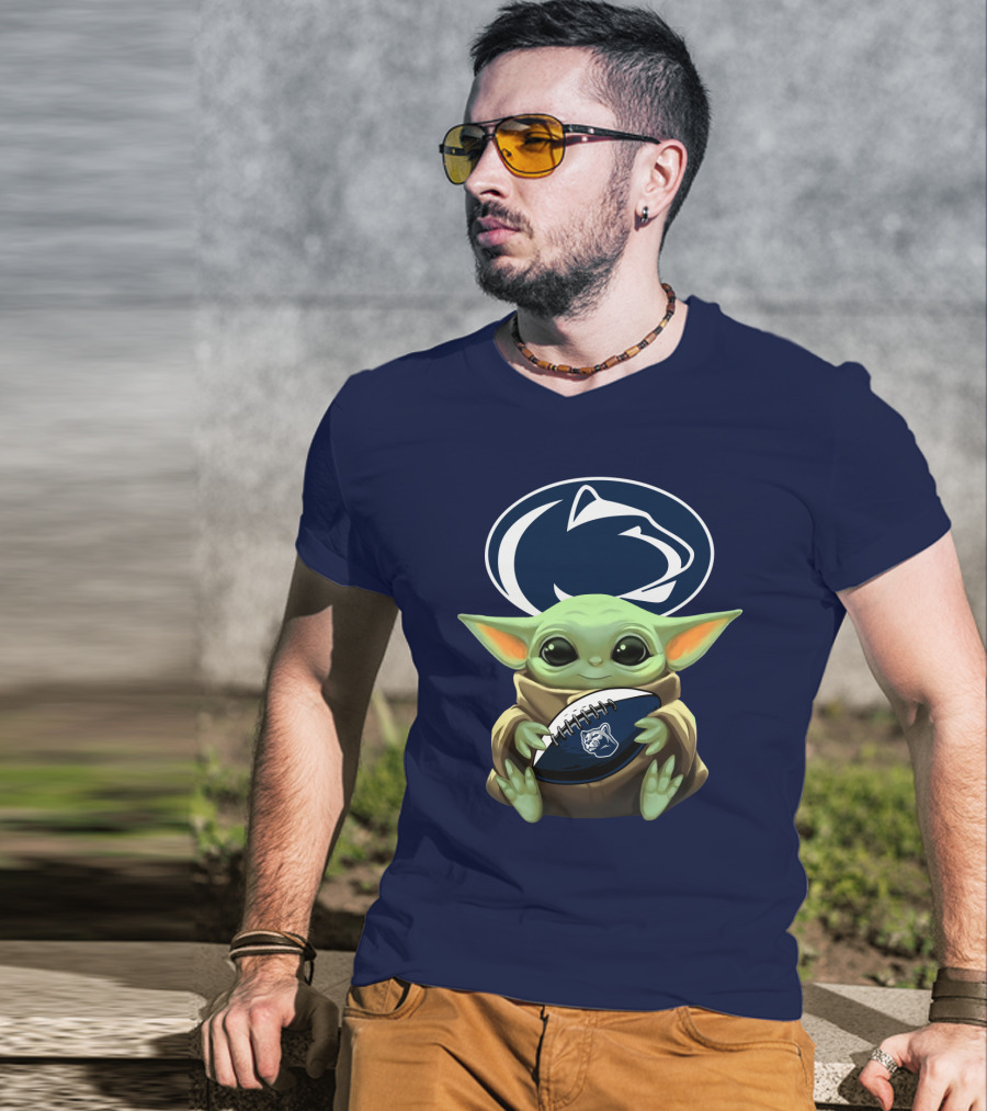 Baby Yoda Nittany Lions Football Fan T-Shirt