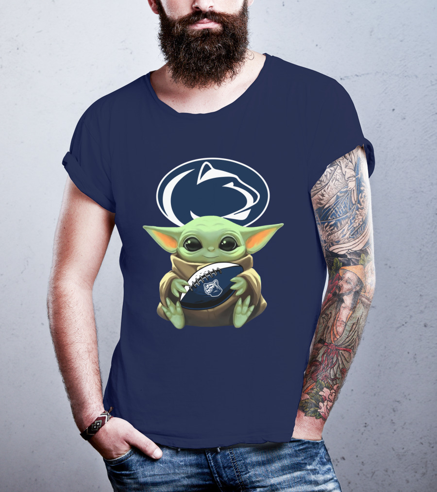 Baby Yoda Nittany Lions Football Fan T-Shirt
