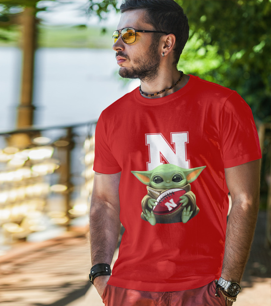 Baby Yoda Nebraska Cornhuskers Football Fan Icon With N T-Shirt