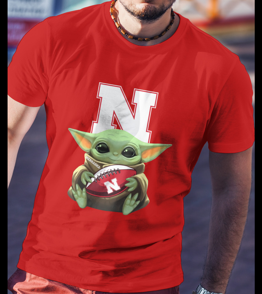 Baby Yoda Nebraska Cornhuskers Football Fan Icon With N T-Shirt