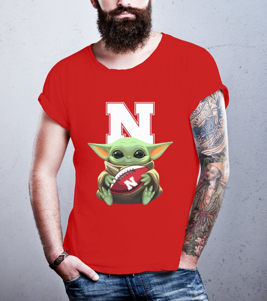 Baby Yoda Nebraska Cornhuskers Football Fan Icon With N T-Shirt