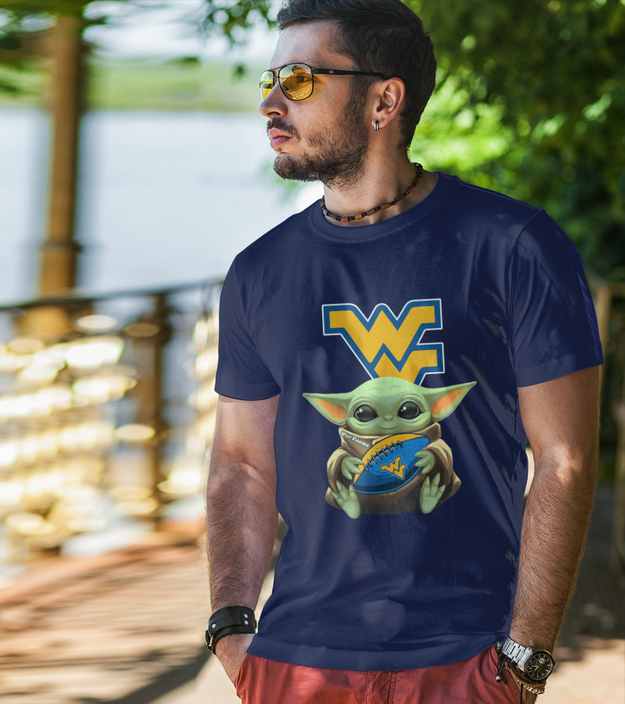 West Virginia Baby Yoda Football Mountaineers T-Shirt