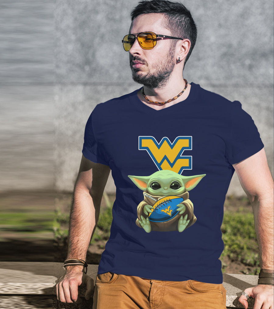 West Virginia Baby Yoda Football Mountaineers T-Shirt