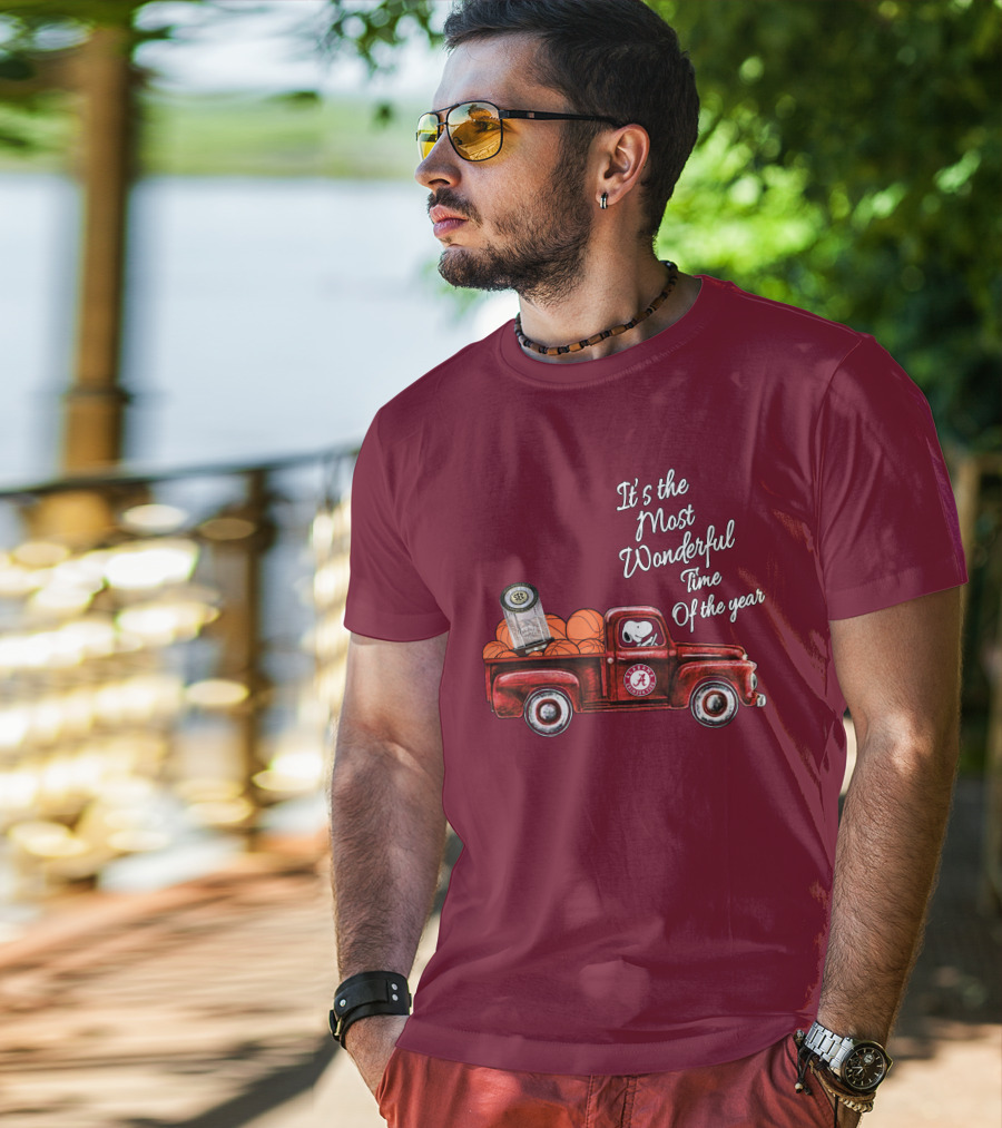 It's The Most Wonderful Time Of The Year Alabama Crimson Tide Basketball Snoopy RTJ Memorial Stadium Red Truck T-Shirt