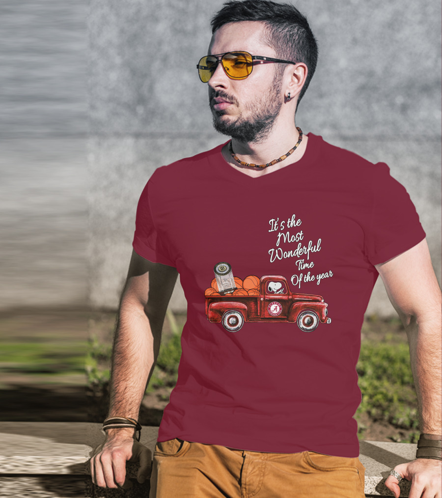 It's The Most Wonderful Time Of The Year Alabama Crimson Tide Basketball Snoopy RTJ Memorial Stadium Red Truck T-Shirt