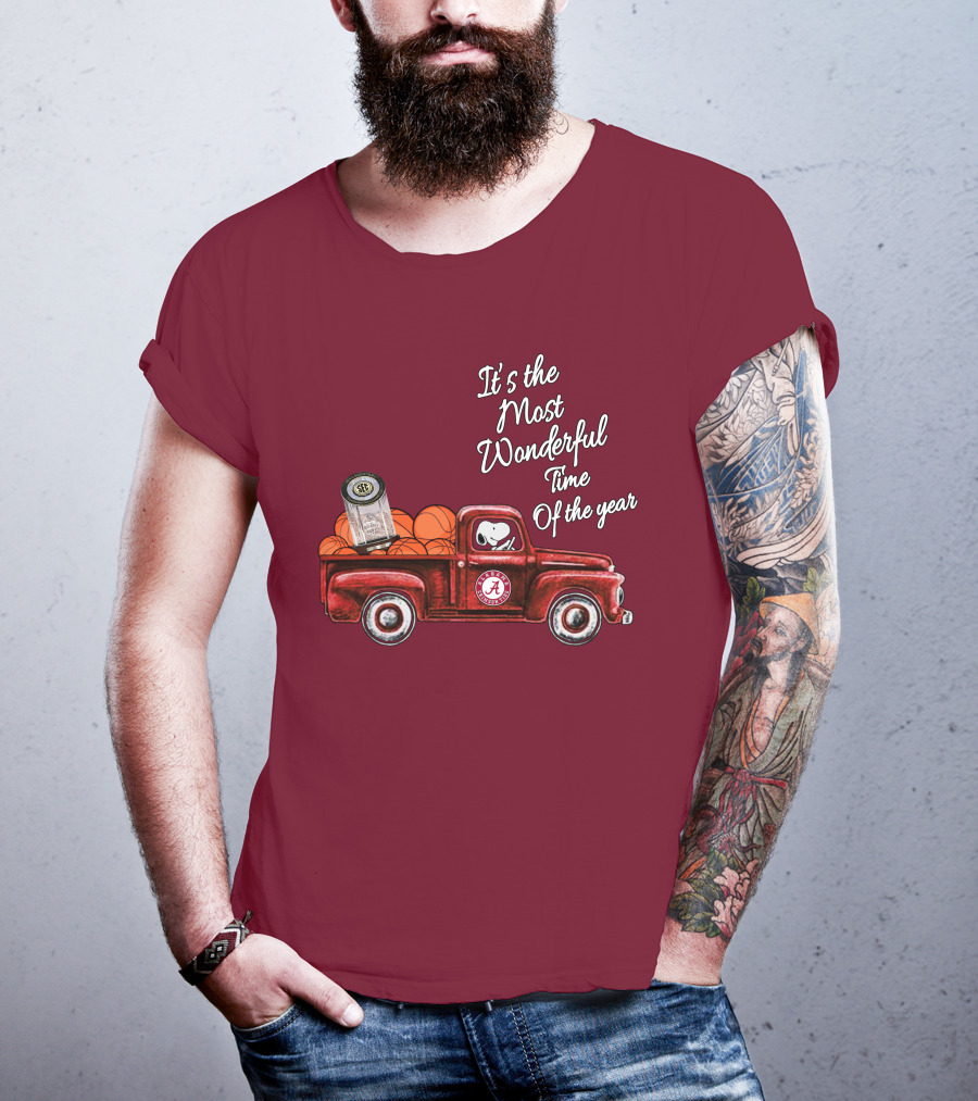 It's The Most Wonderful Time Of The Year Alabama Crimson Tide Basketball Snoopy RTJ Memorial Stadium Red Truck T-Shirt