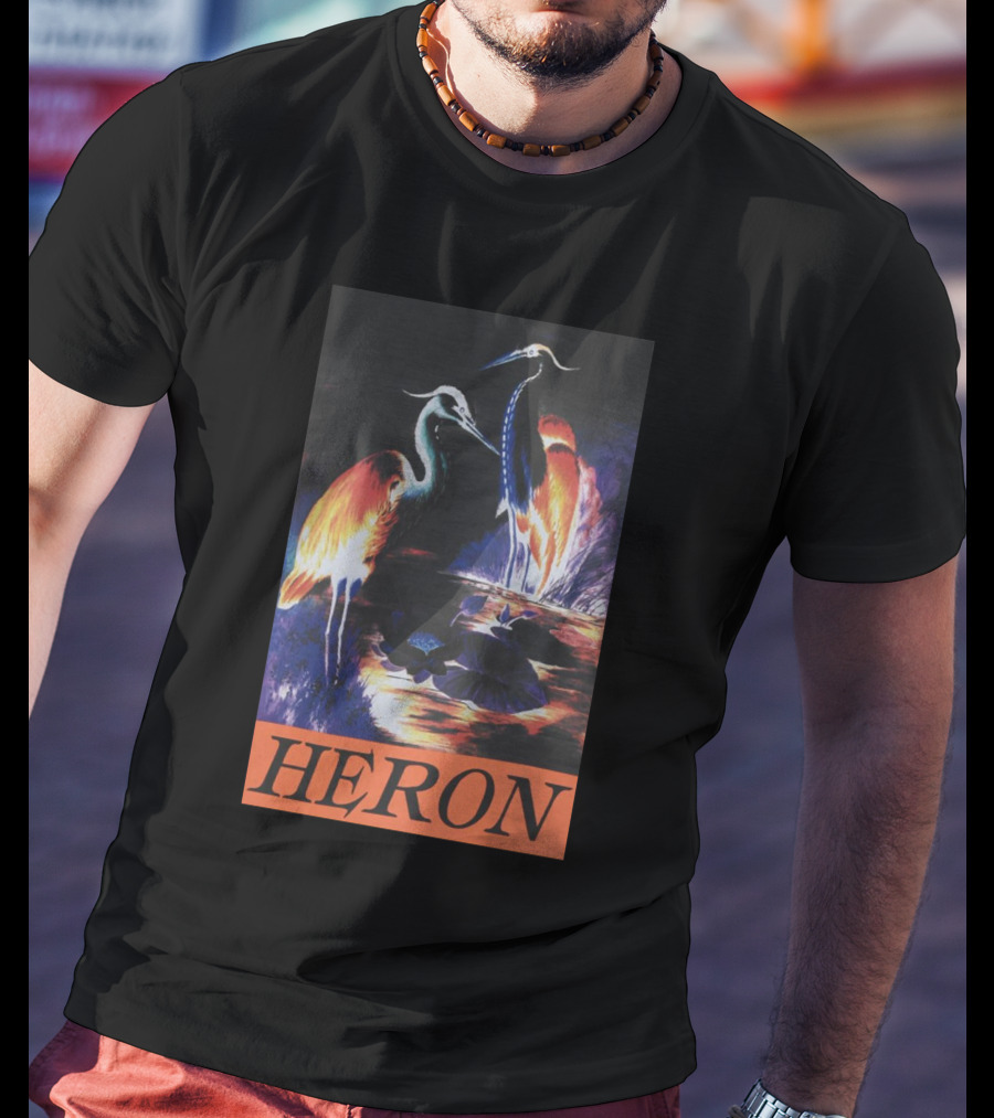 Heron Preston Vibrant Herons Wildlife Scene T-Shirt