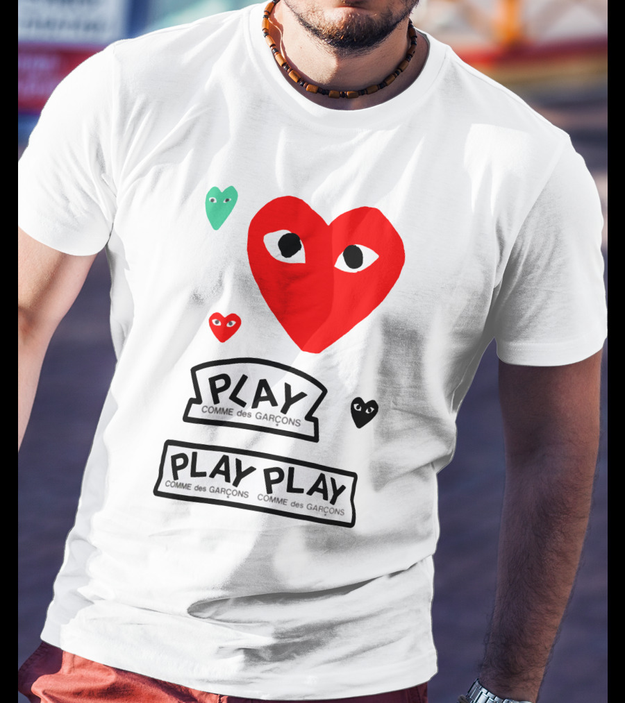 PLAY Comme Des Garçons Heart Faces T-Shirt