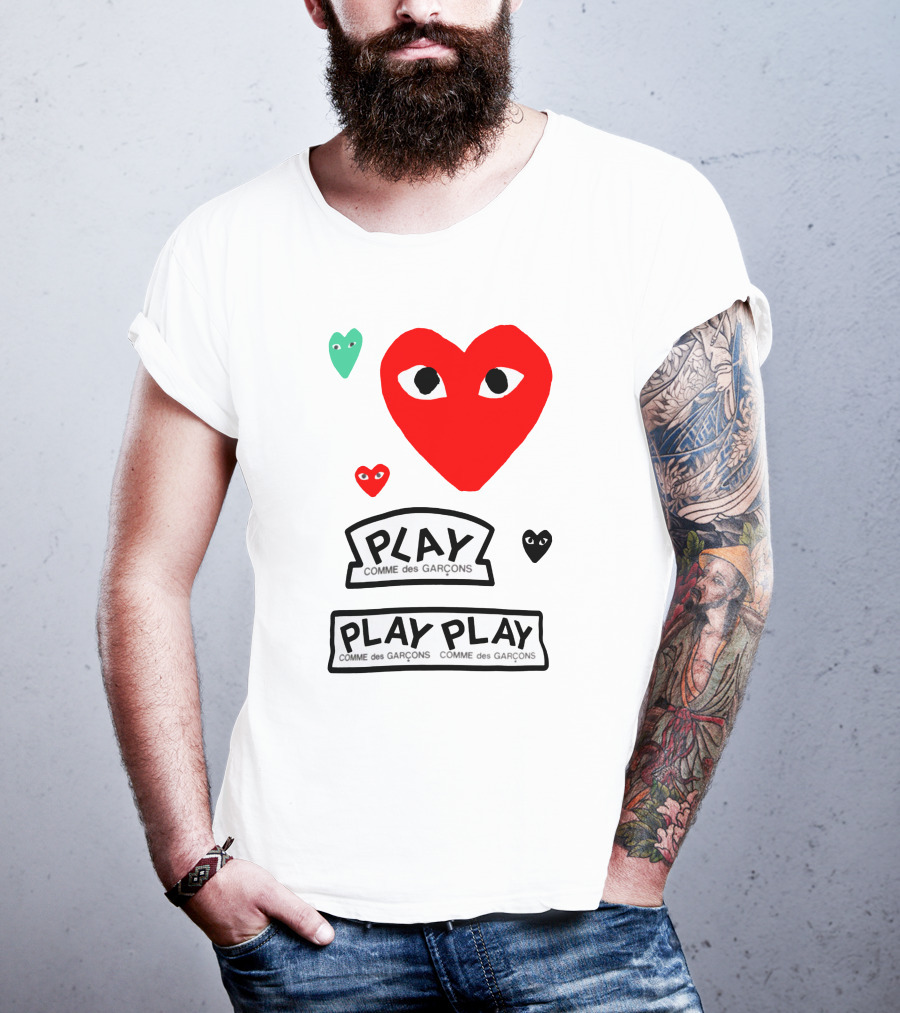 PLAY Comme Des Garçons Heart Faces T-Shirt