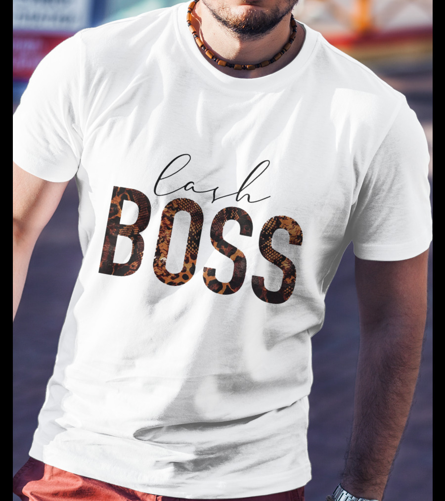 Lash Boss Snake Pattern Text T-Shirt