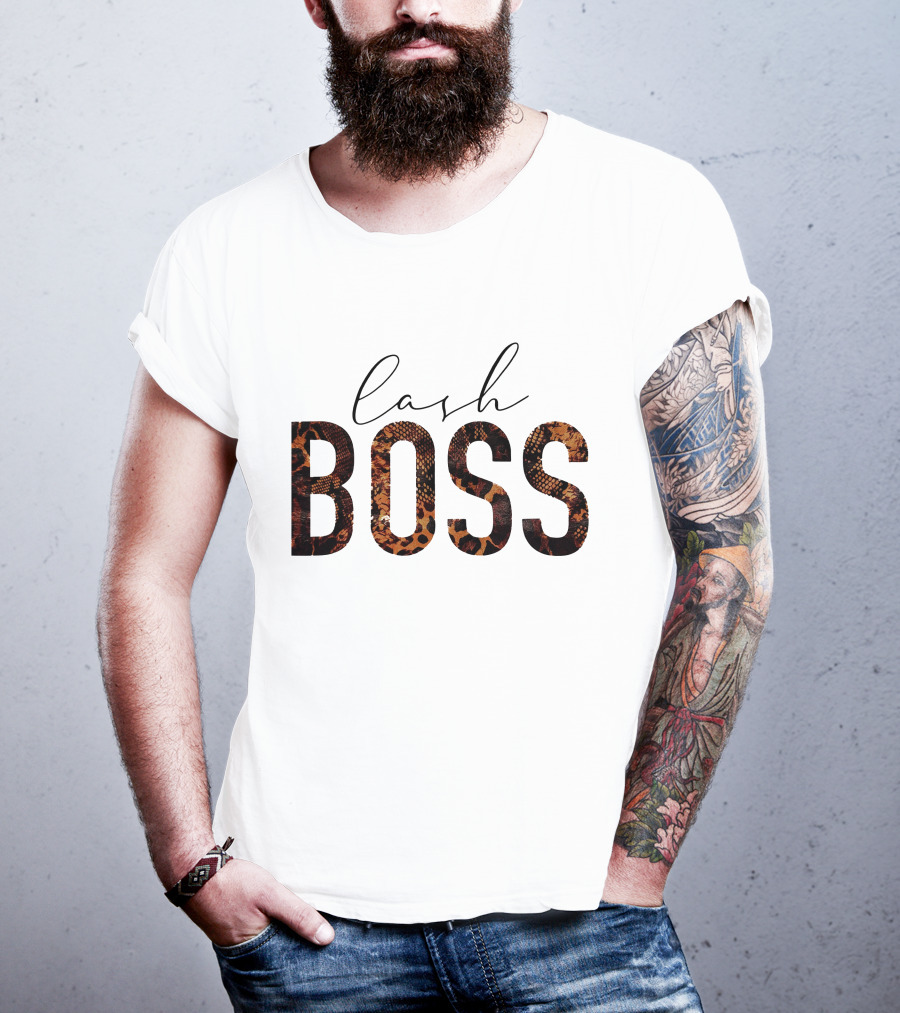 Lash Boss Snake Pattern Text T-Shirt