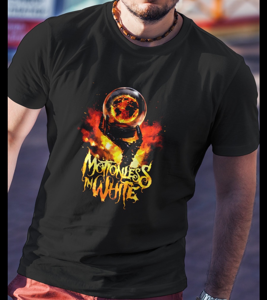 Motionless In White Fiery Hand Holding Globe T-Shirt