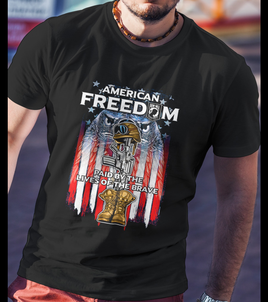 American Freedom POW-MIA Paid By The Lives Of The Brave T-Shirt