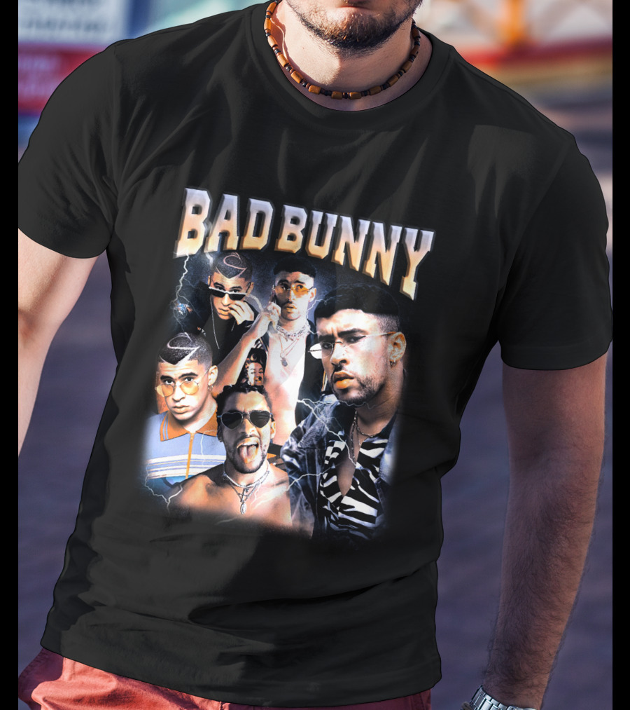 Bad Bunny Style Evolution Lightning Collage T-Shirt