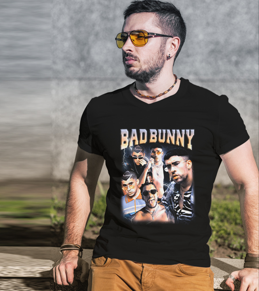 Bad Bunny Style Evolution Lightning Collage T-Shirt