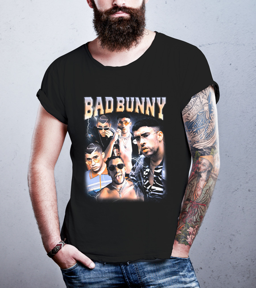 Bad Bunny Style Evolution Lightning Collage T-Shirt