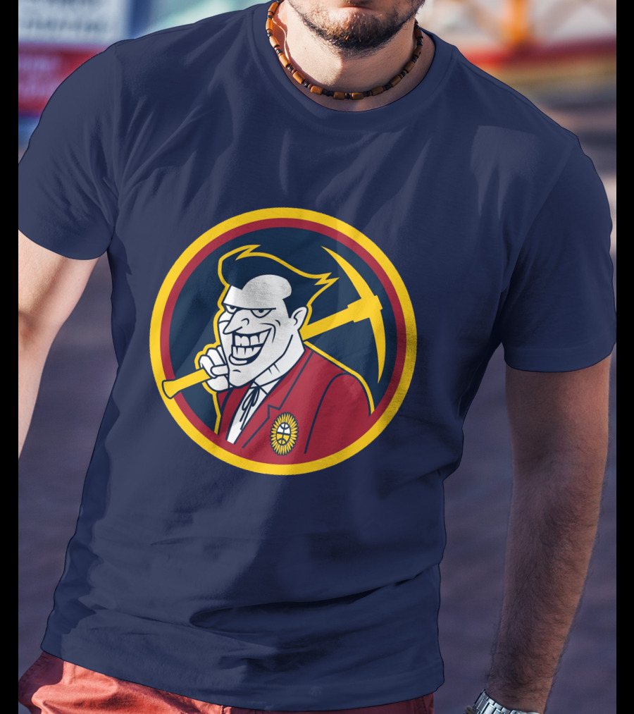 Denver Jokers NBA Parody Logo Icon With Villain Character And Pickaxe T-Shirt