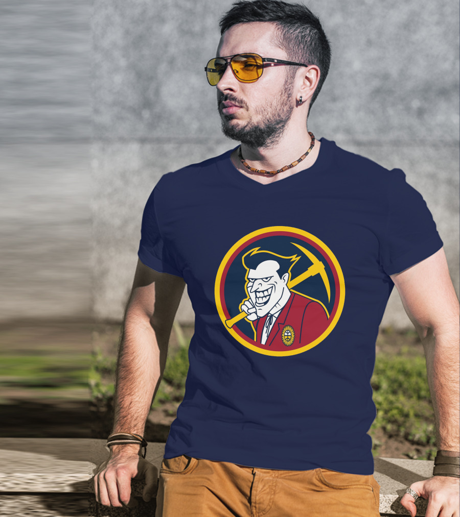 Denver Jokers NBA Parody Logo Icon With Villain Character And Pickaxe T-Shirt