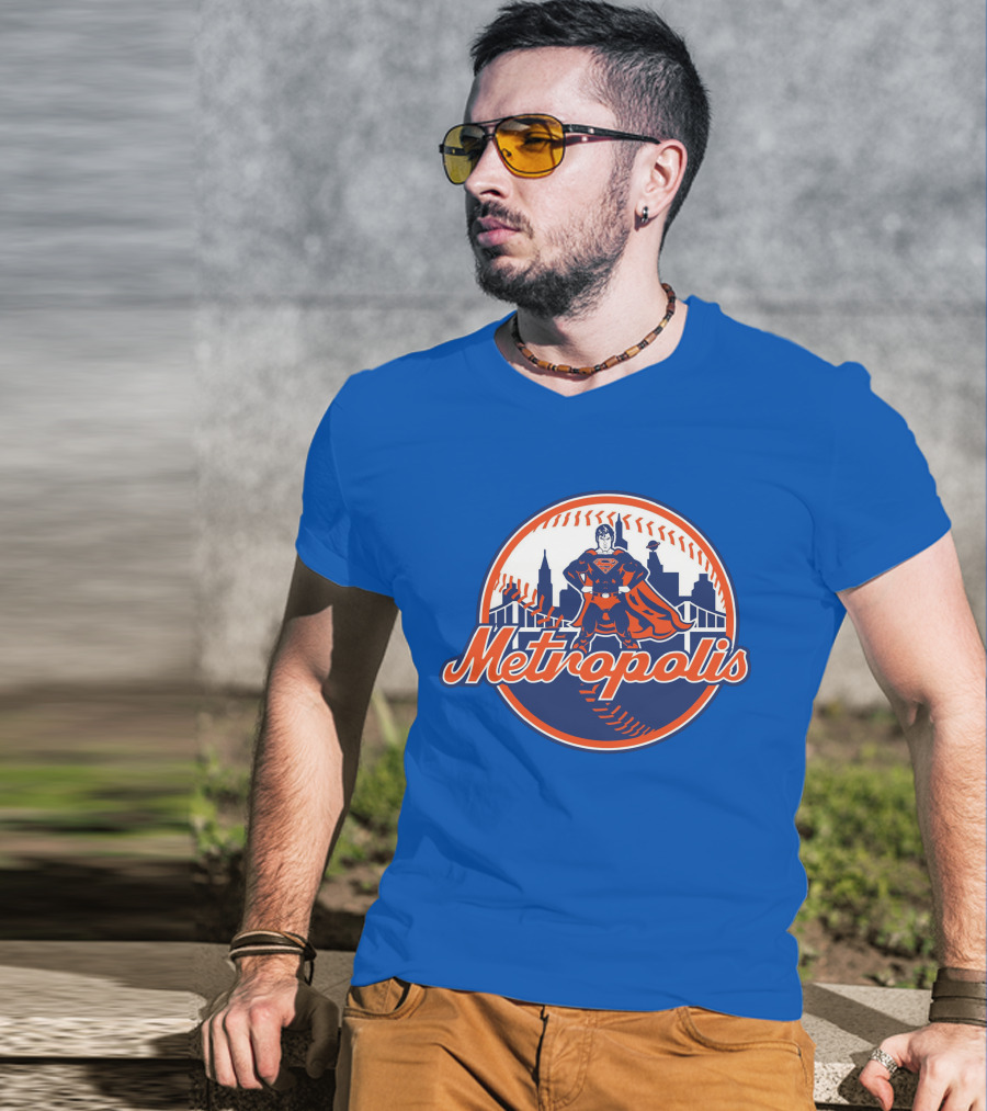 Metropolis Superman NY Baseball Skyline T-Shirt