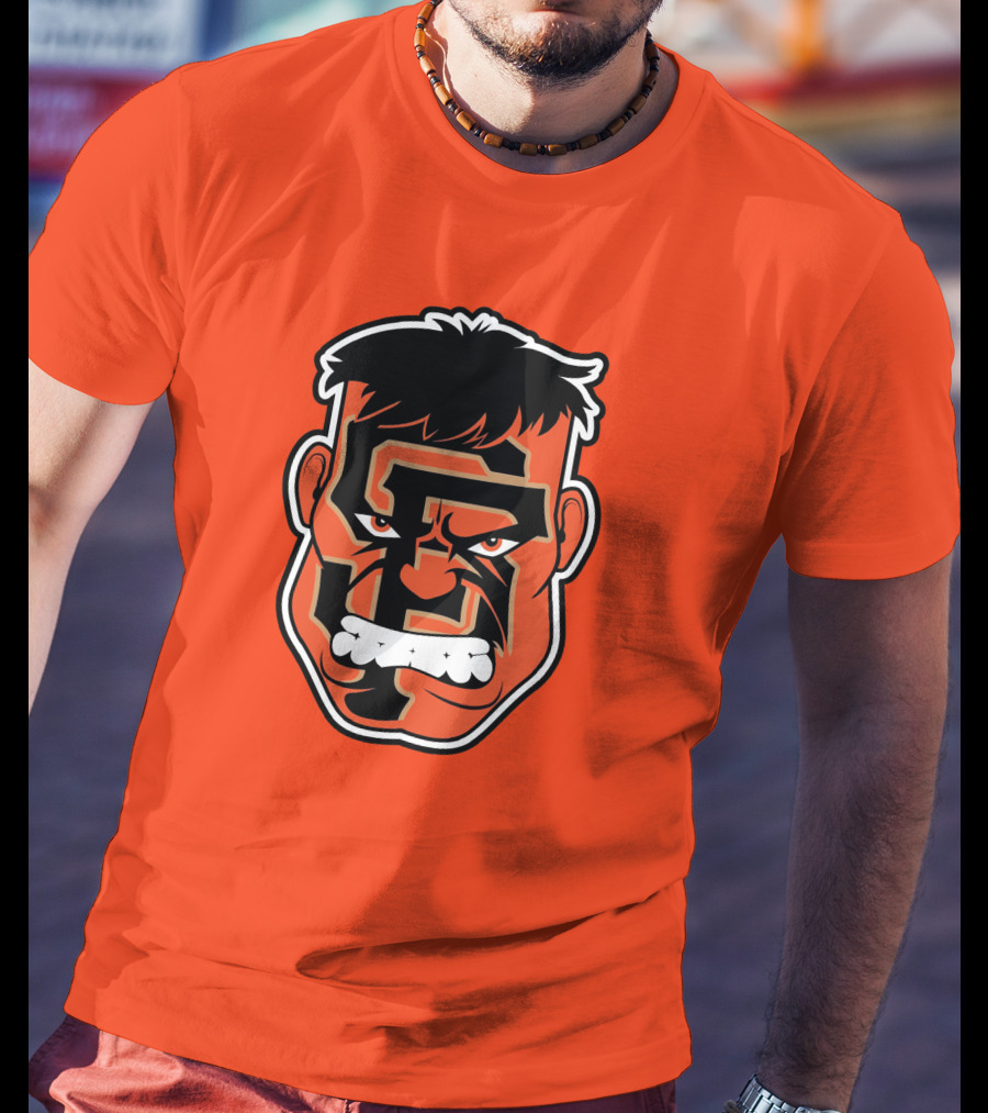 SF Giants Hulk Rage Face Orange T-Shirt