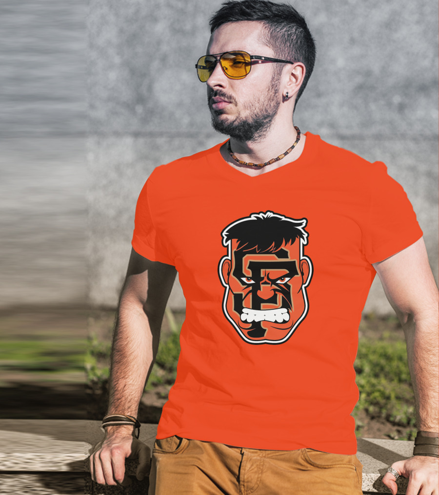 SF Giants Hulk Rage Face Orange T-Shirt