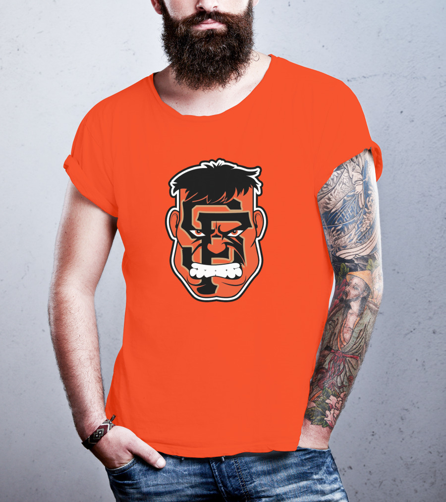 SF Giants Hulk Rage Face Orange T-Shirt