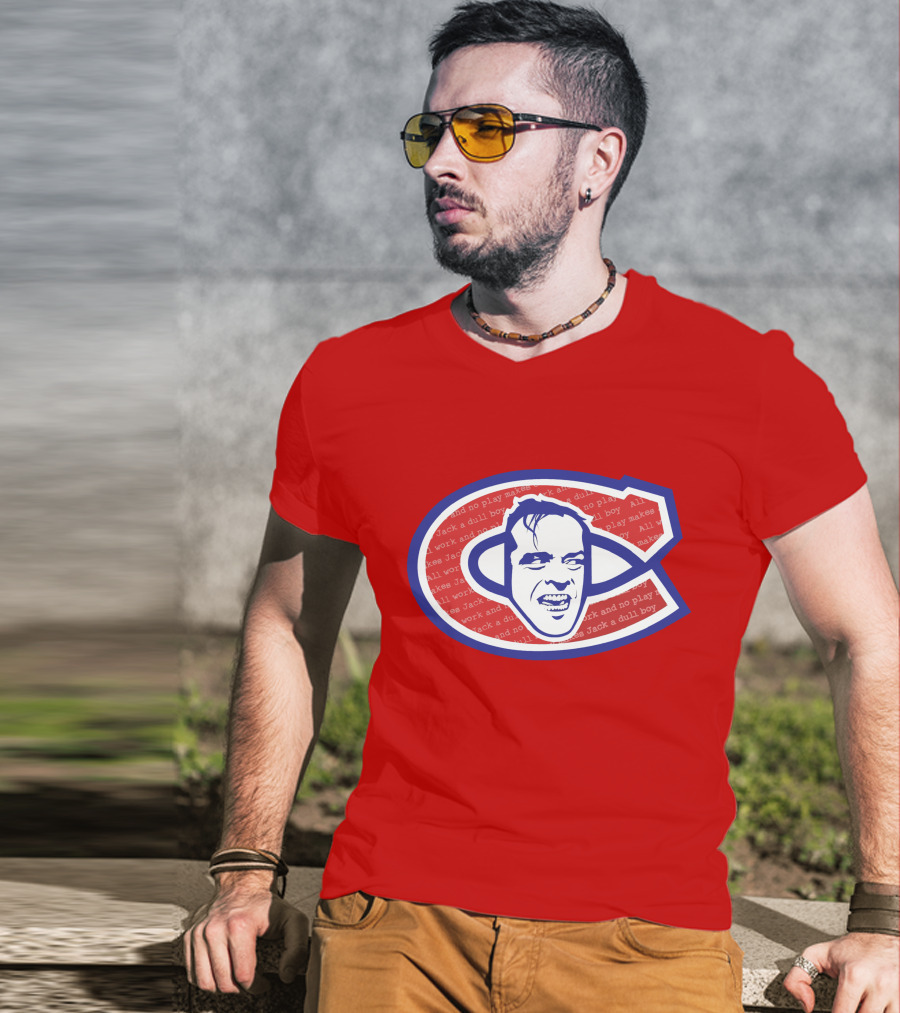 Heeeeres Johnny Montreal Jack Torrance NHL All Work And No Play Makes Jack A Dull Boy T-Shirt